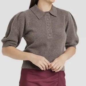 Collared button down polo sweater- super soft!